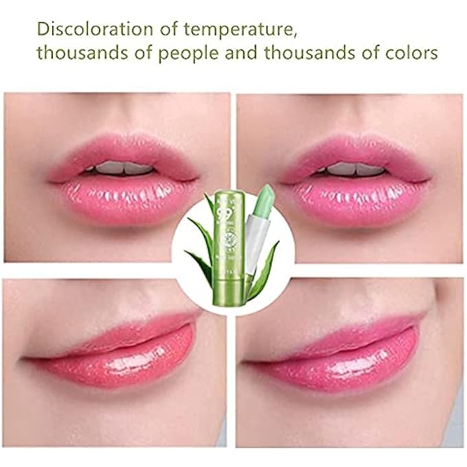 ALOE VERA LIPSTICKS, LONG LASTING MOISTURIZING LIPSTICK,MOISTURIZING LIP BALM, COLOR CHANGING LIP GLOSS LIPSTICK BEAUTY TOOL ALOE VERA LIP CARE BALM 3.5G (5PCS) - Image 4